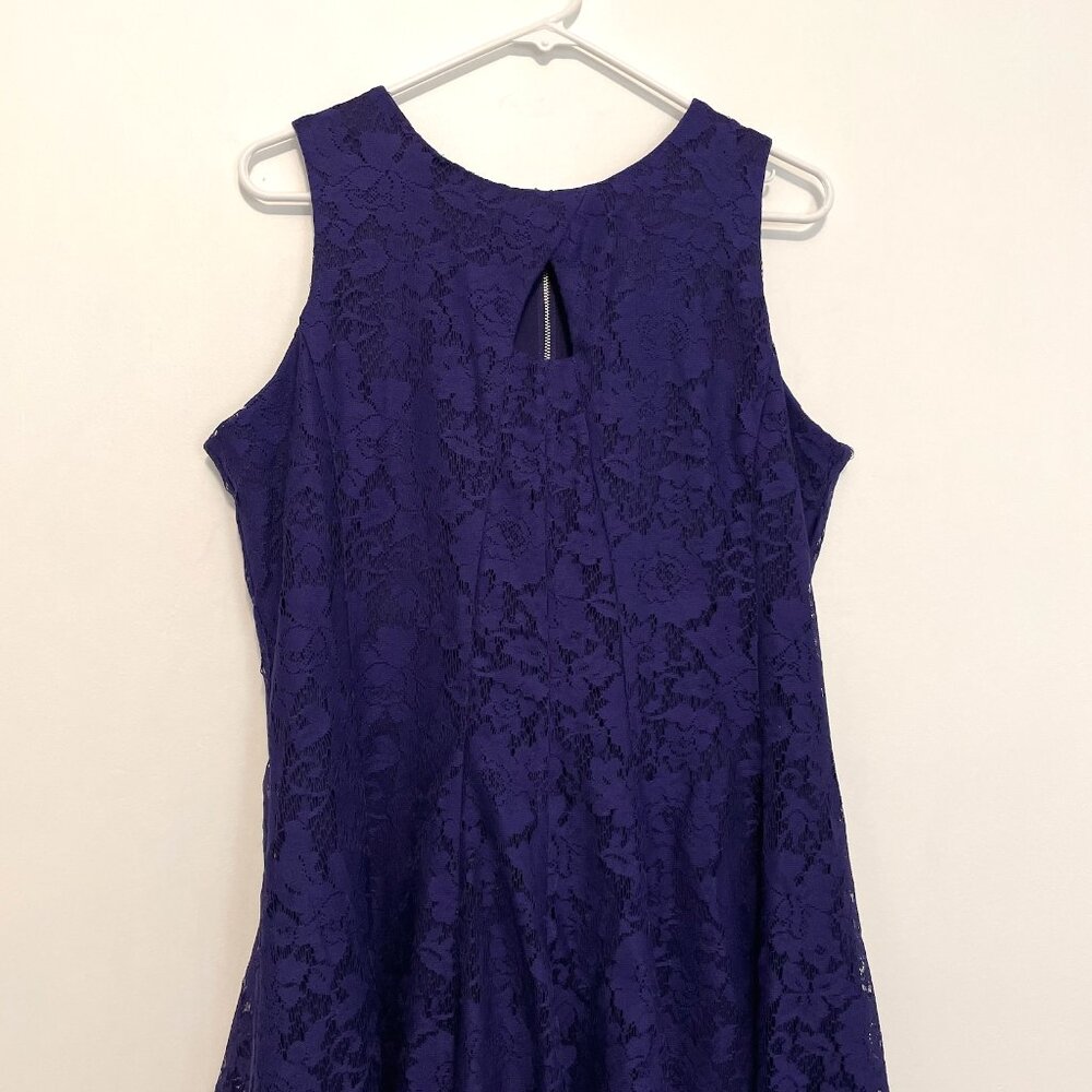 DANNY & NICOLE Sleeveless Lace Fit & Flare Dress Dark Purple Party Wedding Work - Picture 4 of 15